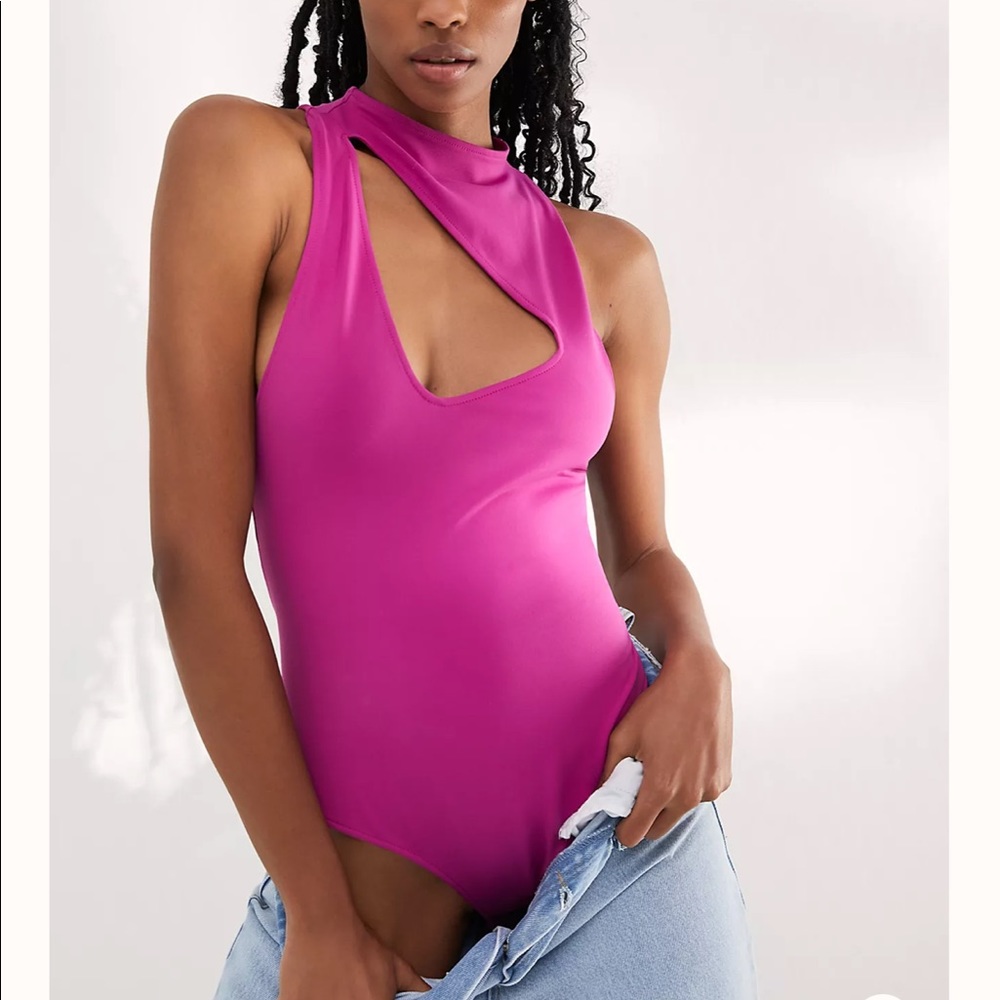 Free People Pink Cutout Bodysuit